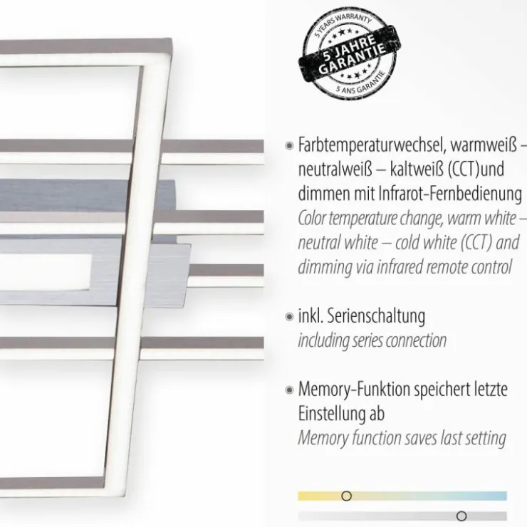 Luminaires Leuchten Direkt Éclairage Led|Plafonnier Leuchten-Direkt ASMIN LED Acier brossé, 1 lumière, Télécommandes