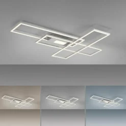 Luminaires Leuchten Direkt Éclairage Led|Plafonnier Leuchten-Direkt ASMIN LED Acier brossé, 1 lumière, Télécommandes