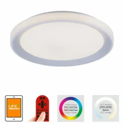 Plafonnier Leuchten-Direkt LOLAsmart-LENI LED Argenté, 1 lumière, Télécommandes, Changeur de couleurs