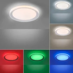 Plafonnier Leuchten-Direkt LOLAsmart-LENI LED Argenté, 1 lumière, Télécommandes, Changeur de couleurs
