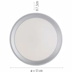 Plafonnier Leuchten-Direkt LOLAsmart-LENI LED Argenté, 1 lumière, Télécommandes, Changeur de couleurs