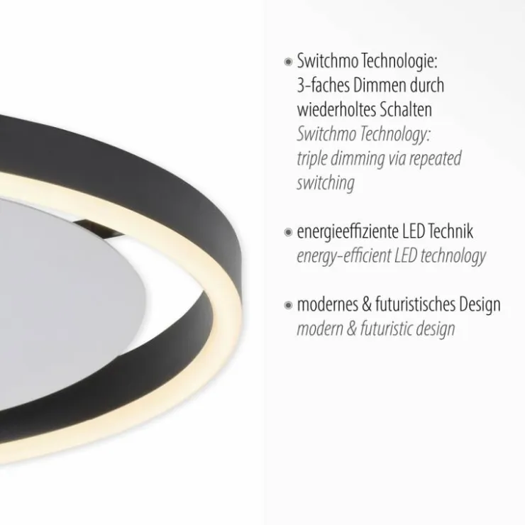 Luminaires Leuchten Direkt Éclairage Led|Plafonnier Leuchten-Direkt RITUS LED Anthracite, 1 lumière