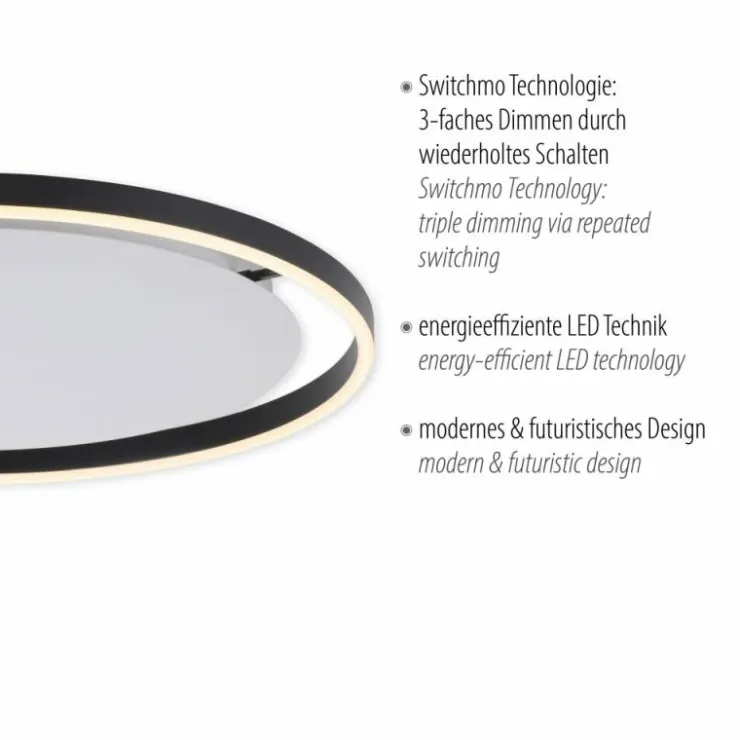 Luminaires Leuchten Direkt Éclairage Led|Plafonnier Leuchten-Direkt RITUS LED Anthracite, 1 lumière