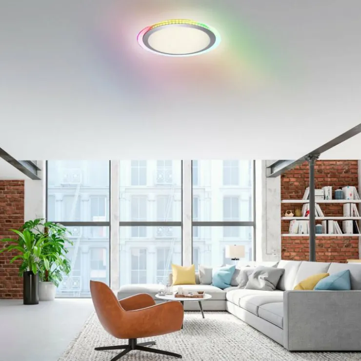 Luminaires Leuchten Direkt Éclairage Led|Plafonnier Leuchten-Direkt CYBA LED Argenté, 2 lumières, Télécommandes, Changeur de couleurs