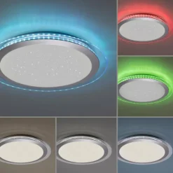 Luminaires Leuchten Direkt Éclairage Led|Plafonnier Leuchten-Direkt CYBA LED Argenté, 2 lumières, Télécommandes, Changeur de couleurs