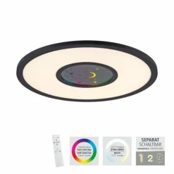 Luminaires Leuchten Direkt Éclairage Led|Plafonnier Leuchten-Direkt ASTRO LED Noir, 2 lumières, Télécommandes, Changeur de couleurs