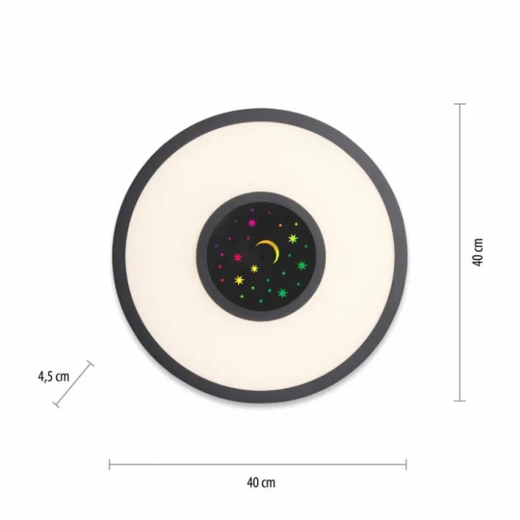 Luminaires Leuchten Direkt Éclairage Led|Plafonnier Leuchten-Direkt ASTRO LED Noir, 2 lumières, Télécommandes, Changeur de couleurs