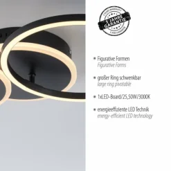 Luminaires Leuchten Direkt Éclairage Led|Plafonnier Leuchten-Direkt SEVENT LED Noir, 1 lumière
