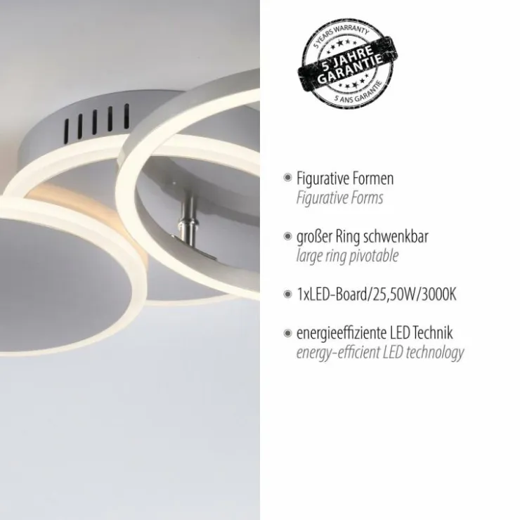 Luminaires Leuchten Direkt Éclairage Led|Plafonnier Leuchten-Direkt SEVENT LED Argenté, 1 lumière