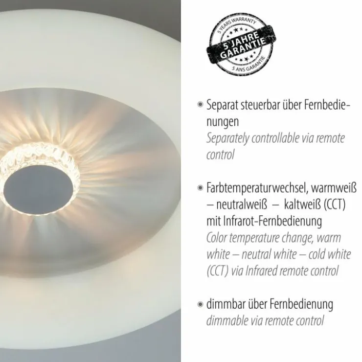 Luminaires Leuchten Direkt Éclairage Led|Plafonnier Leuchten-Direkt VERTIGO LED Blanc, 1 lumière, Télécommandes