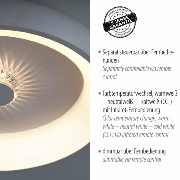 Luminaires Leuchten Direkt Éclairage Led|Plafonnier Leuchten-Direkt VERTIGO LED Blanc, 1 lumière, Télécommandes