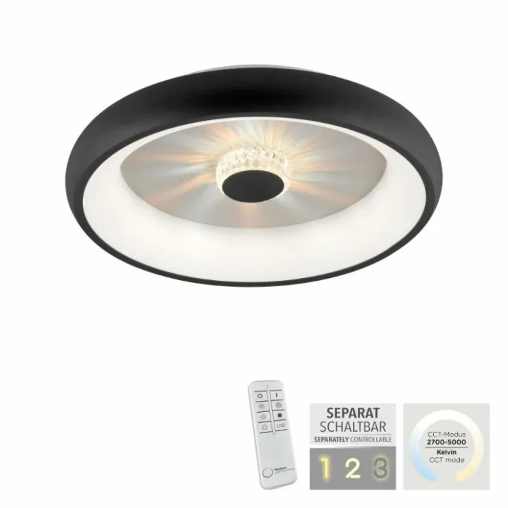 Luminaires Leuchten Direkt Éclairage Led|Plafonnier Leuchten-Direkt VERTIGO LED Noir, 1 lumière, Télécommandes