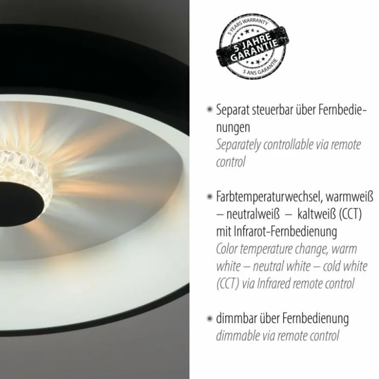 Luminaires Leuchten Direkt Éclairage Led|Plafonnier Leuchten-Direkt VERTIGO LED Noir, 1 lumière, Télécommandes