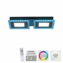 Luminaires Leuchten Direkt Éclairage Led|Plafonnier Leuchten-Direkt ACRI LED Noir, 2 lumières, Télécommandes