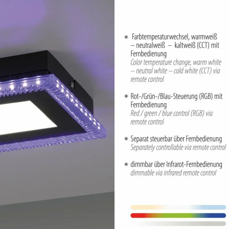 Luminaires Leuchten Direkt Éclairage Led|Plafonnier Leuchten-Direkt ACRI LED Noir, 2 lumières, Télécommandes