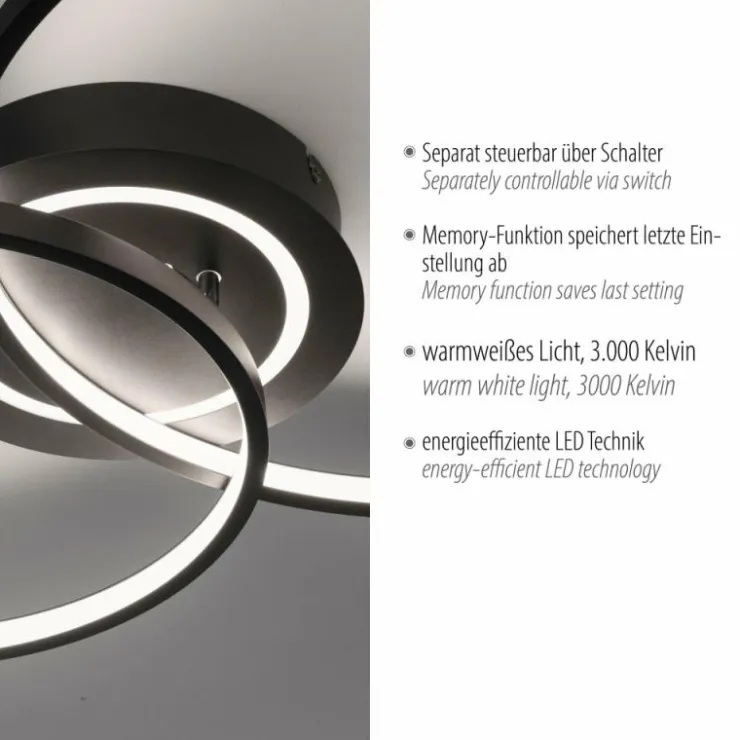 Luminaires Leuchten Direkt Éclairage Led|Plafonnier Leuchten-Direkt ASMINA LED Noir, 2 lumières