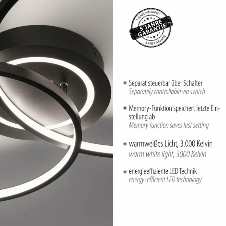 Luminaires Leuchten Direkt Éclairage Led|Plafonnier Leuchten-Direkt ASMINA LED Noir, 2 lumières