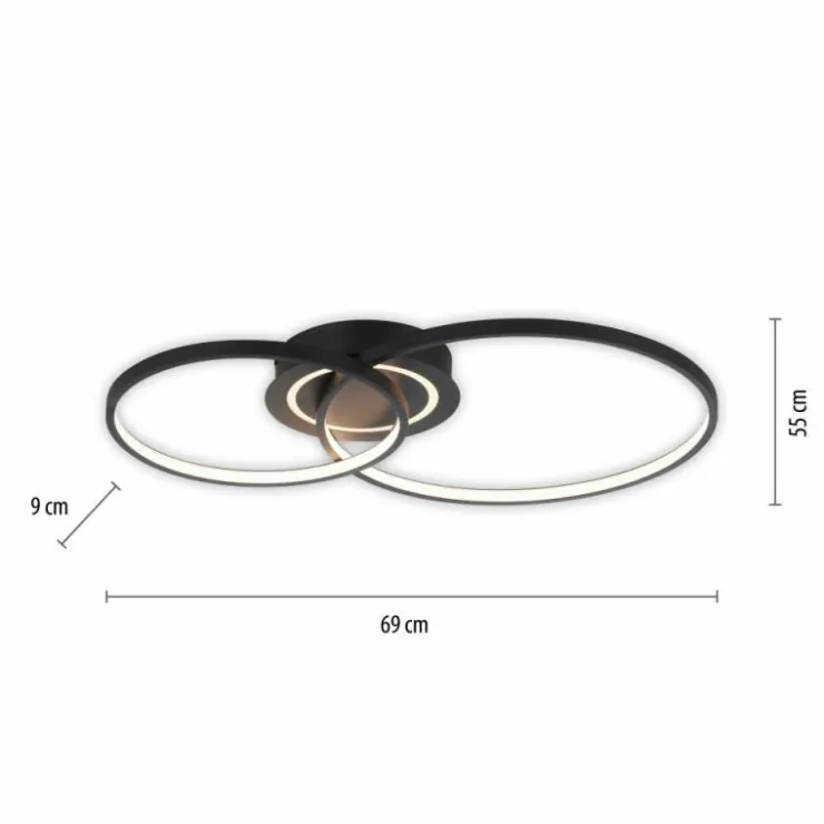 Luminaires Leuchten Direkt Éclairage Led|Plafonnier Leuchten-Direkt ASMINA LED Noir, 2 lumières
