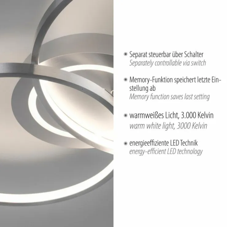 Luminaires Leuchten Direkt Éclairage Led|Plafonnier Leuchten-Direkt ASMINA LED Argenté, 2 lumières