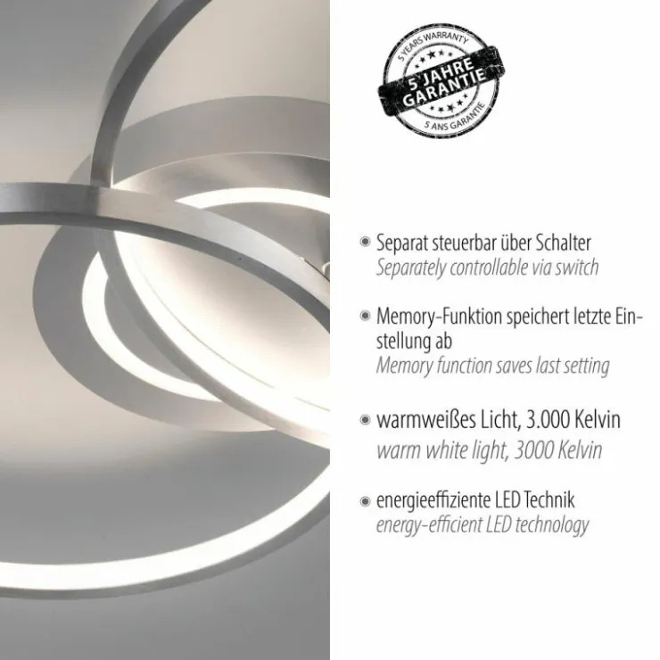 Luminaires Leuchten Direkt Éclairage Led|Plafonnier Leuchten-Direkt ASMINA LED Argenté, 2 lumières