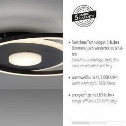Luminaires Leuchten Direkt Éclairage Led|Plafonnier Leuchten-Direkt DOMINO LED Noir, 1 lumière