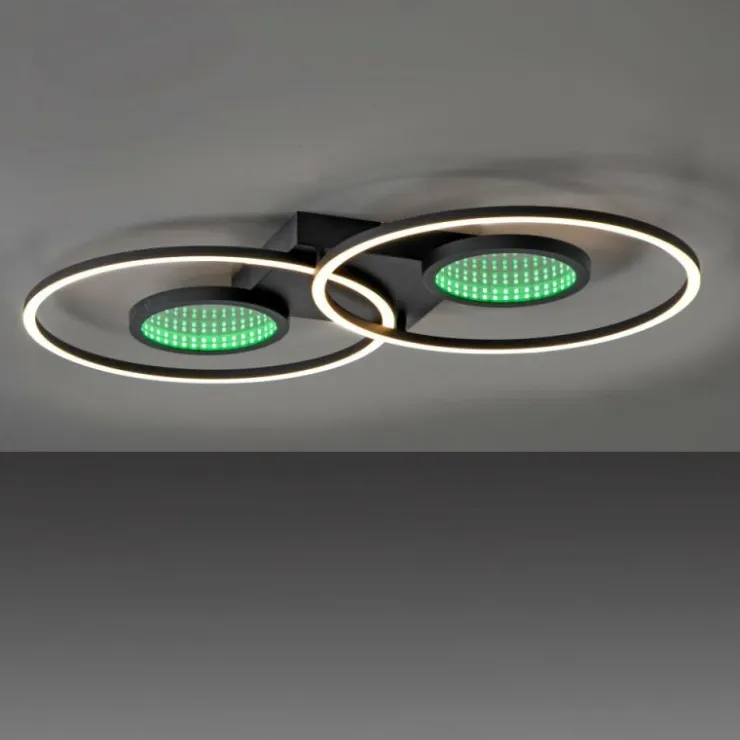 Luminaires Leuchten Direkt Éclairage Led|Plafonnier Leuchten-Direkt TUNEL LED Noir, 1 lumière, Télécommandes, Changeur de couleurs