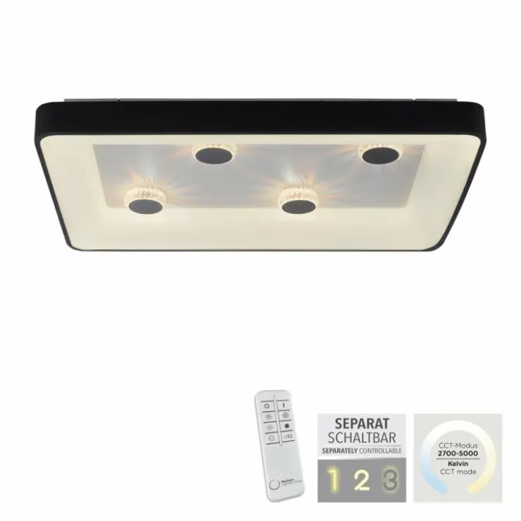 Luminaires Leuchten Direkt Éclairage Led|Plafonnier Leuchten-Direkt VERTIGO LED Noir, 1 lumière, Télécommandes