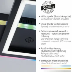 Luminaires Leuchten Direkt Éclairage Led|Plafonnier Leuchten-Direkt MUSIKA LED Noir, 1 lumière, Télécommandes, Changeur de couleurs