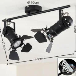 hofstein Spots Et Projecteurs|Plafonnier Lichinga Noir, 2 lumières