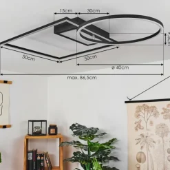 hofstein Éclairage Led|Plafonnier Loftheim LED Chrome, Noir, Blanc, 1 lumière, Télécommandes