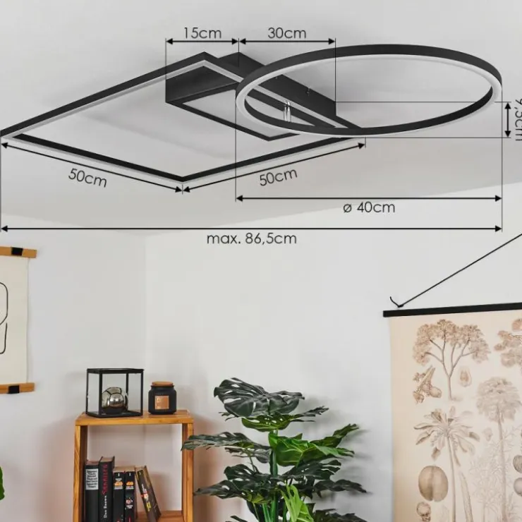 hofstein Éclairage Led|Plafonnier Loftheim LED Chrome, Noir, Blanc, 1 lumière, Télécommandes