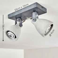 hofstein Spots Et Projecteurs|Plafonnier Lomma Gris, 2 lumières