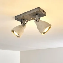 hofstein Spots Et Projecteurs|Plafonnier Lomma Gris, 2 lumières