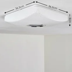 hofstein Éclairage Led|Plafonnier Lovisa LED Chrome, Blanc, 1 lumière, Télécommandes, Changeur de couleurs
