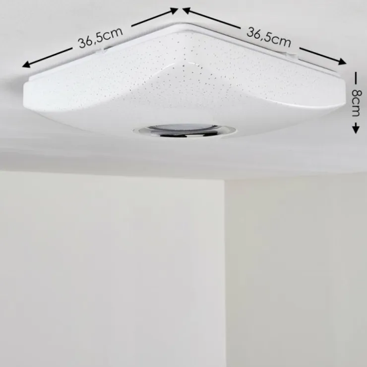 hofstein Éclairage Led|Plafonnier Lovisa LED Chrome, Blanc, 1 lumière, Télécommandes, Changeur de couleurs