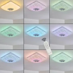 hofstein Éclairage Led|Plafonnier Lovisa LED Chrome, Blanc, 1 lumière, Télécommandes, Changeur de couleurs