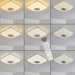 hofstein Éclairage Led|Plafonnier Lovisa LED Chrome, Blanc, 1 lumière, Télécommandes, Changeur de couleurs