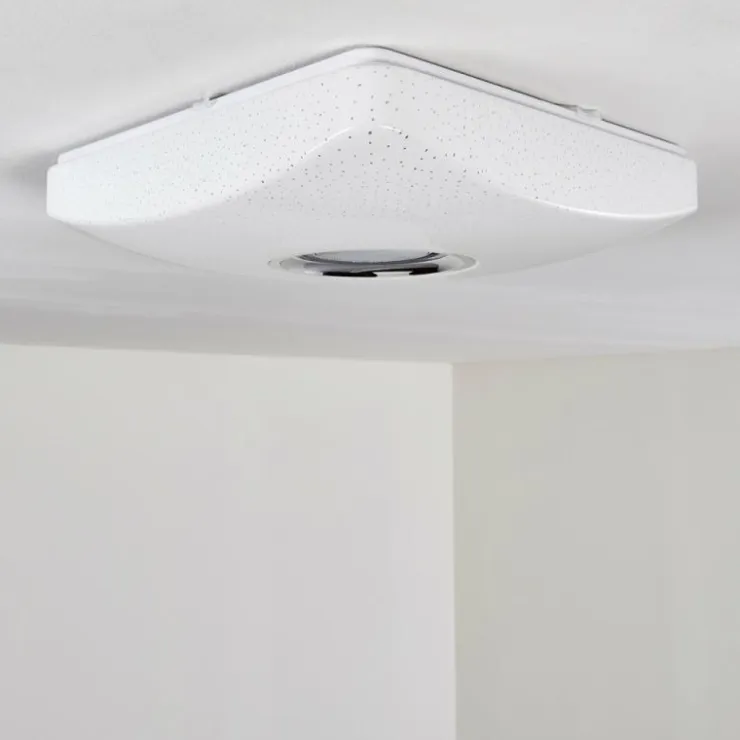 hofstein Éclairage Led|Plafonnier Lovisa LED Chrome, Blanc, 1 lumière, Télécommandes, Changeur de couleurs