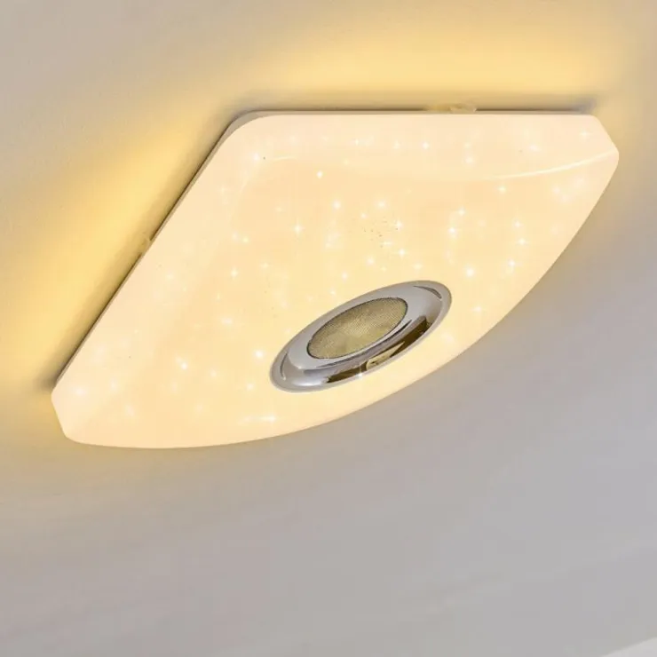 hofstein Éclairage Led|Plafonnier Lovisa LED Chrome, Blanc, 1 lumière, Télécommandes, Changeur de couleurs