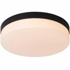 Luminaires Lucide Éclairage Led|Plafonnier Lucide BISKIT LED Noir, 1 lumière, Détecteur de mouvement