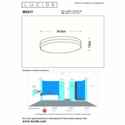 Luminaires Lucide Éclairage Led|Plafonnier Lucide BISKIT LED Noir, 1 lumière, Détecteur de mouvement
