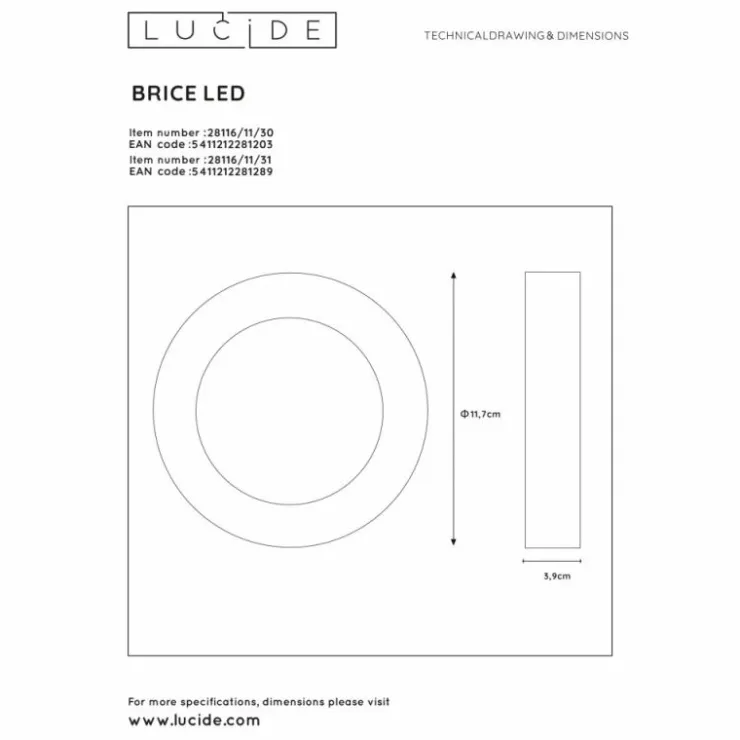 Luminaires Lucide Éclairage Led|Plafonnier Lucide BRICE LED Noir, 1 lumière