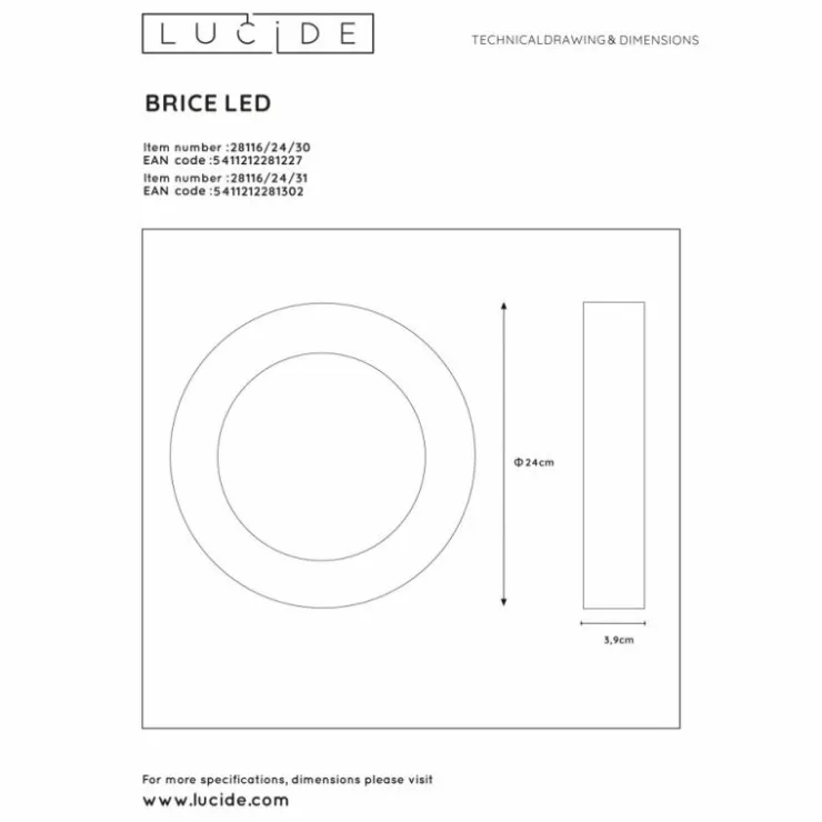 Luminaires Lucide Éclairage Led|Plafonnier Lucide BRICE LED Noir, 1 lumière