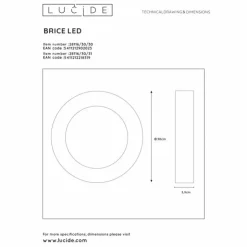 Luminaires Lucide Éclairage Led|Plafonnier Lucide BRICE LED Blanc, 1 lumière