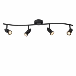 Luminaires Lucide Spots Et Projecteurs|Plafonnier Lucide CARO Noir, 4 lumières