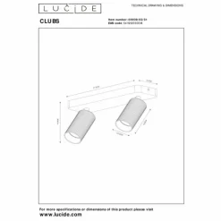 Luminaires Lucide Spots Et Projecteurs|Plafonnier Lucide CLUBS Blanc, 2 lumières