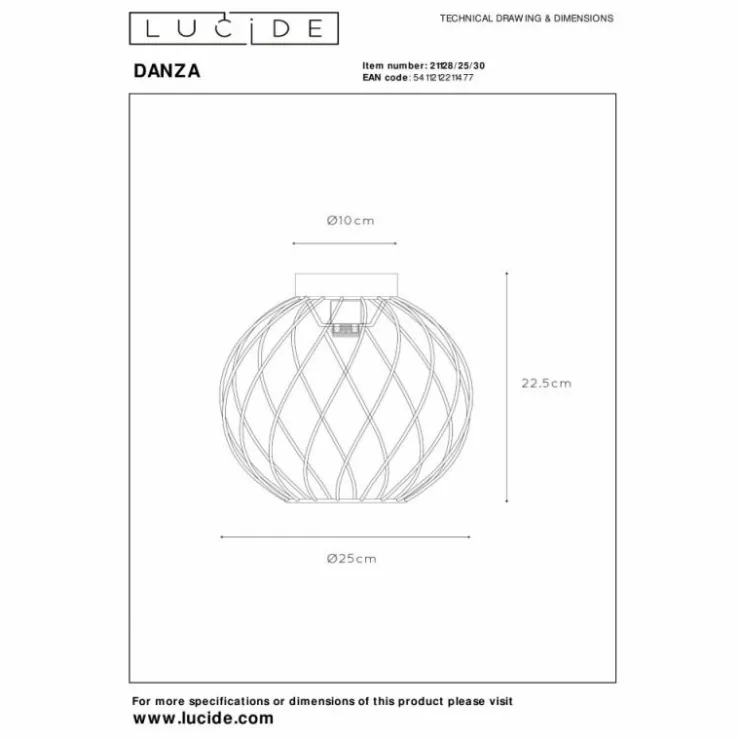 Luminaires Lucide Plafonniers|Plafonnier Lucide DANZA Noir, 1 lumière