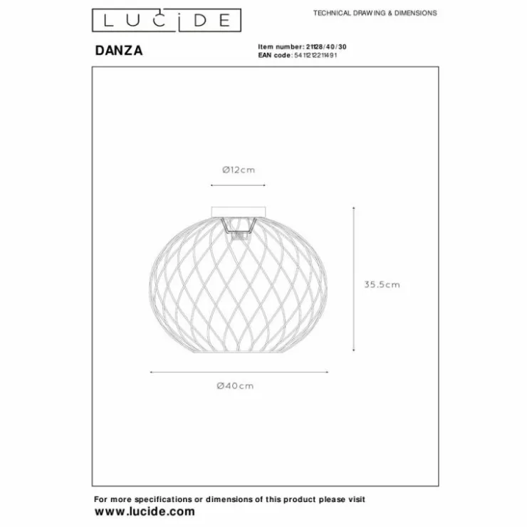 Luminaires Lucide Plafonniers|Plafonnier Lucide DANZA Noir, 1 lumière