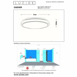Luminaires Lucide Éclairage Led|Plafonnier Lucide DASHER LED Noir, 1 lumière, Détecteur de mouvement