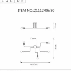 Luminaires Lucide Plafonniers|Plafonnier Lucide LESTER Noir, 6 lumières